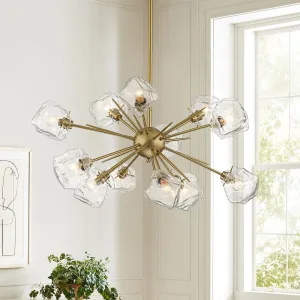 Unique 12-Light Melting Ice Glass Cube Sputnik Chandelier