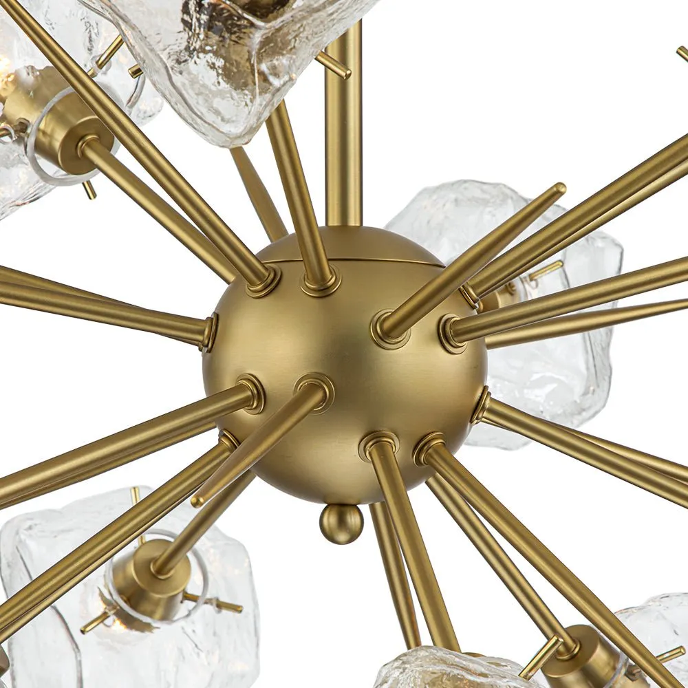 Unique 12-Light Melting Ice Glass Cube Sputnik Chandelier