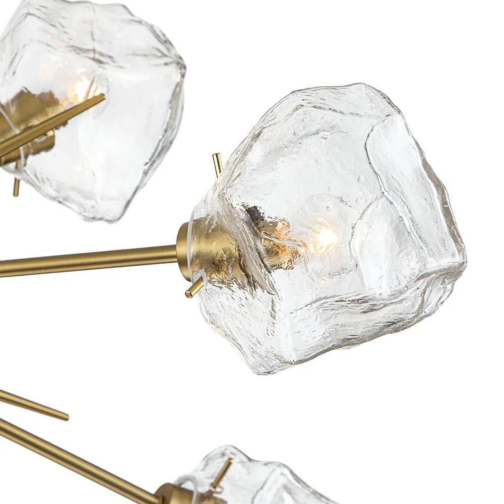 Unique 12-Light Melting Ice Glass Cube Sputnik Chandelier