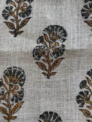 Vaqs Mustard and Olive Green hand Block Print Fabric