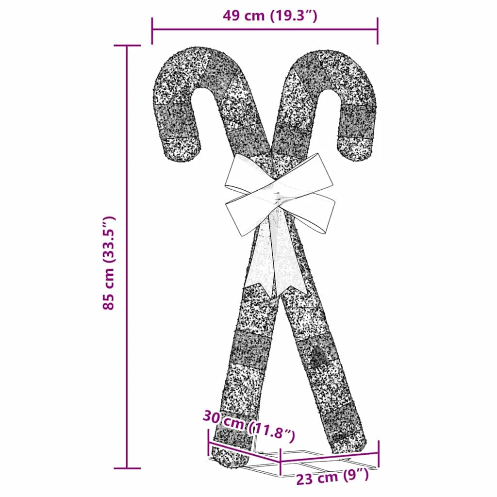 vidaXL Christmas Decoration Candy Cane 50 LEDs Warm White