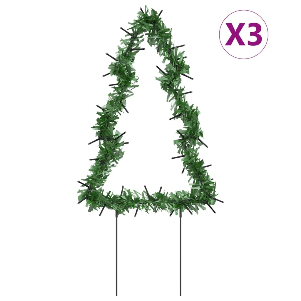 vidaXL Christmas Light Decorations with Spikes 3 pcs Tree 50 LEDs 30 cm