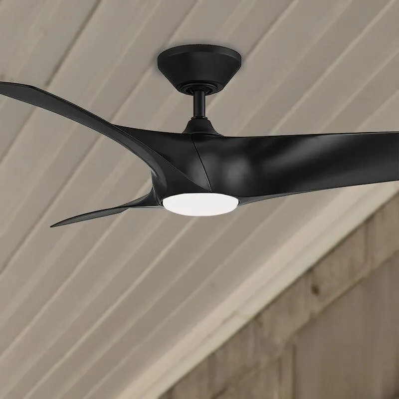 Zephyr 52 Inch Wet Rated 3000K LED Smart Ceiling Fan, Matte Black